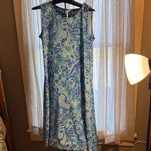 Susan Graver Blue Paisley Sleeveless Midi Dress